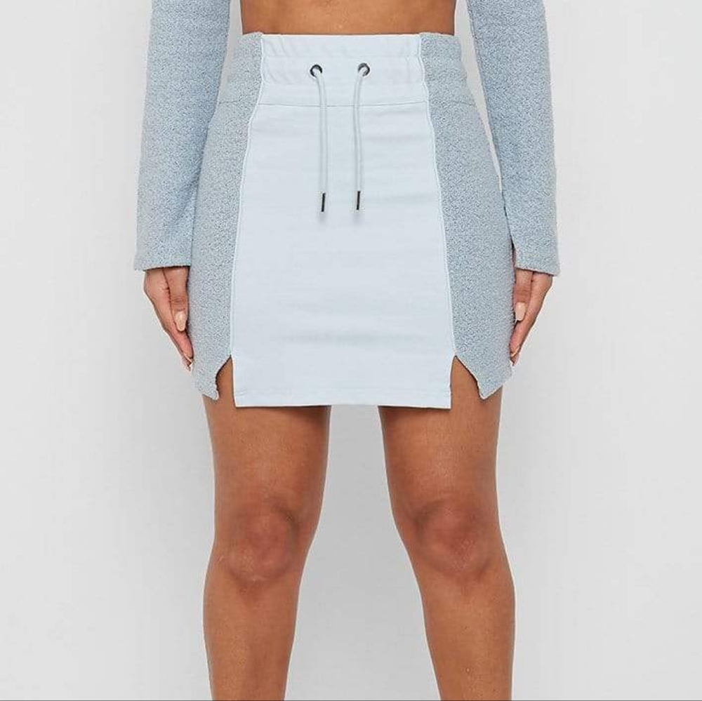Manière De Voir Towelling Panel Blue Mini Skirt